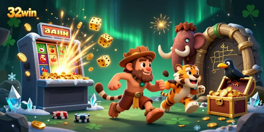 Experience vibrant casino excitement with 32win’s dynamic gaming scene featuring lively characters.
