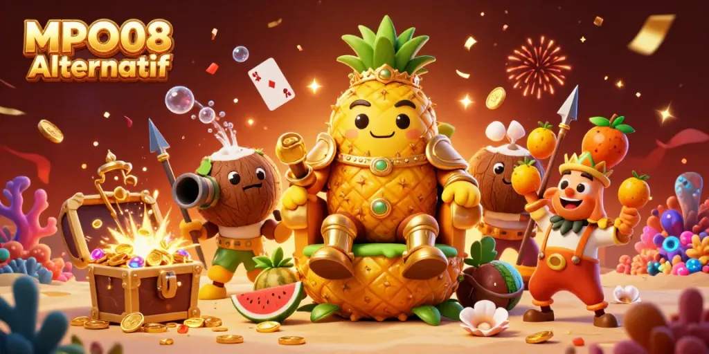 Experience epic gaming with MPO08 Alternatif featuring vibrant characters and rich casino elements.