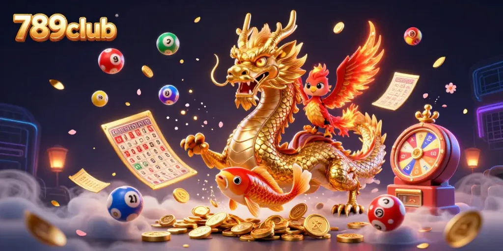 Experience thrilling gaming at 789club with dynamic lottery elements and iconic casino characters.