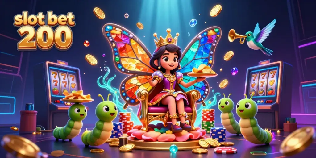Experience excitement with slot bet 200 in this vibrant casino-themed illustration.