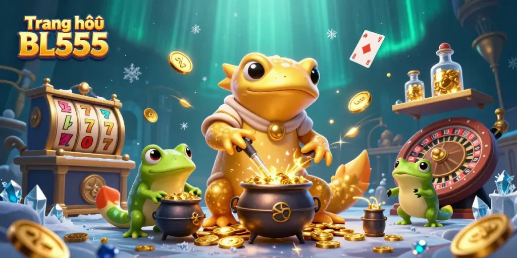 Experience the excitement of Trang chủ BL555 with vibrant casino elements and enchanting characters in a rich 3D scene.