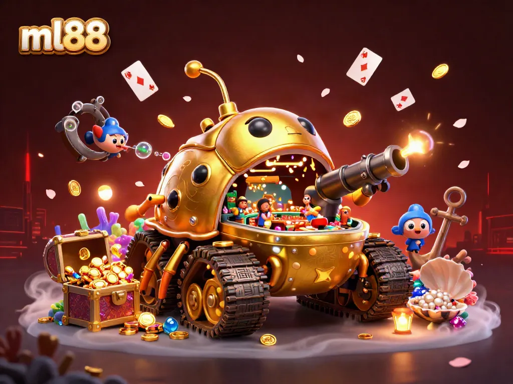 Engage with ml88's vibrant casino action featuring a golden beetle tank and confetti blasts.