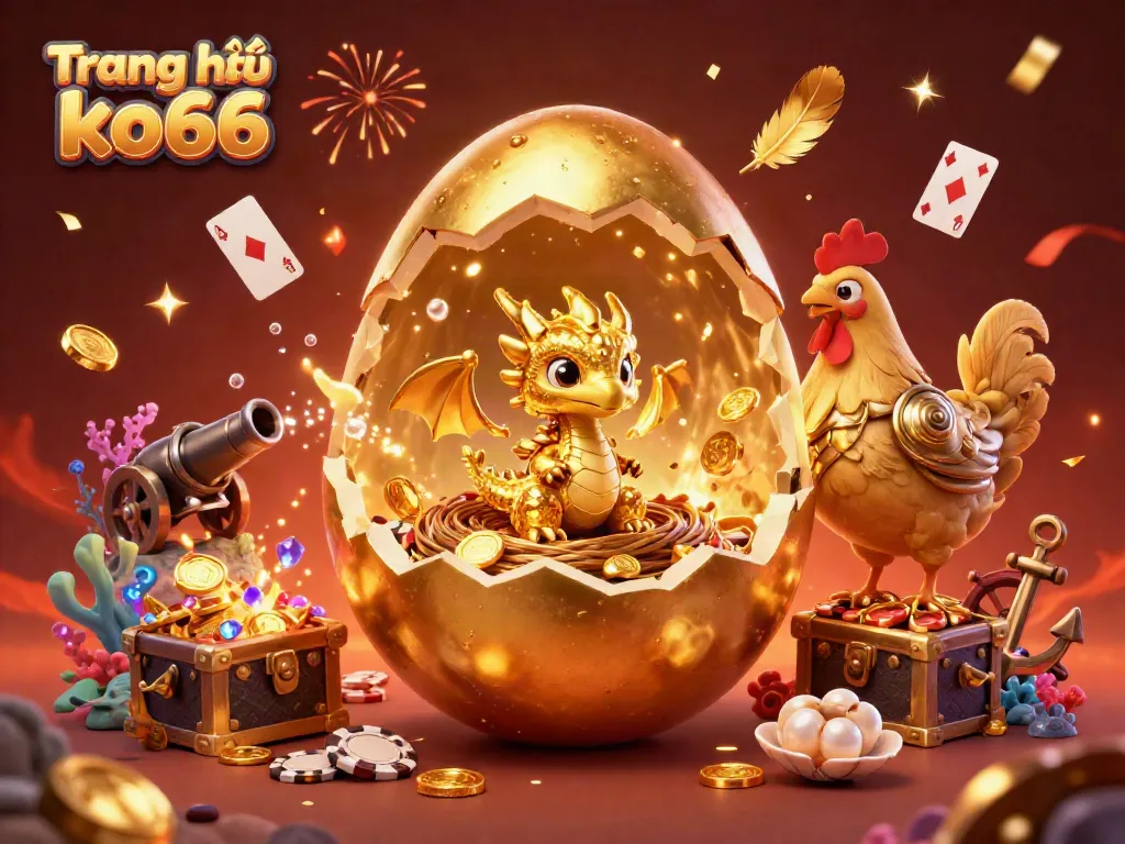 Experience the thrilling world of gambling with Trang chủ ko66's golden dragon and poker chips.