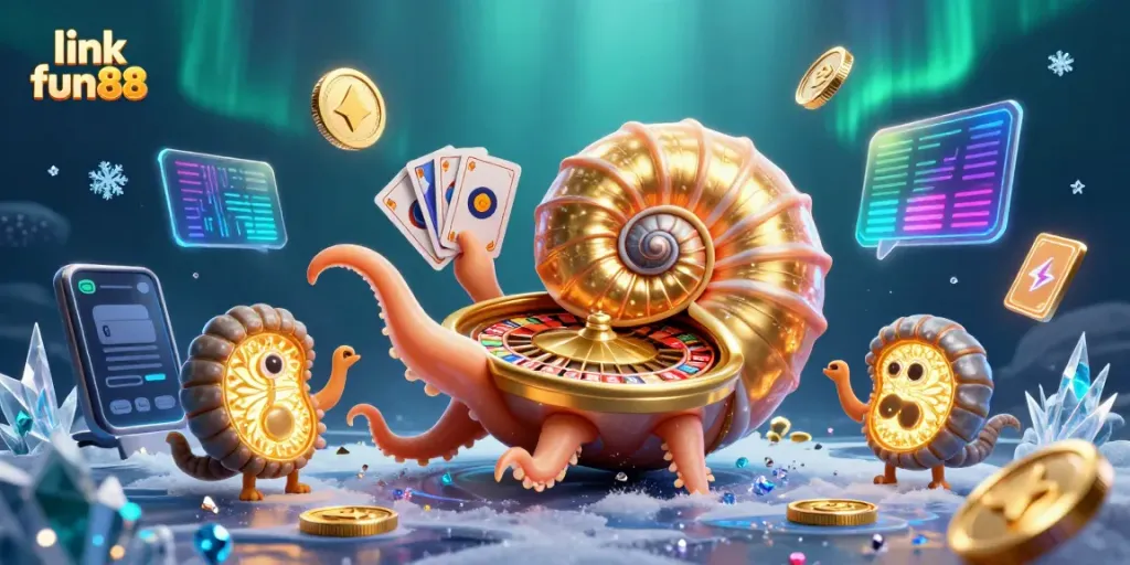 Engage with link fun88 through an exclusive 3D illustration featuring a giant nautilus as a roulette wheel.