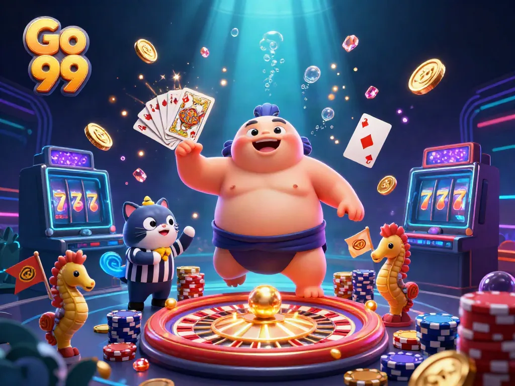 Experience the excitement at Go 99 with a vibrant underwater casino scene featuring unique characters and dynamic game elements.