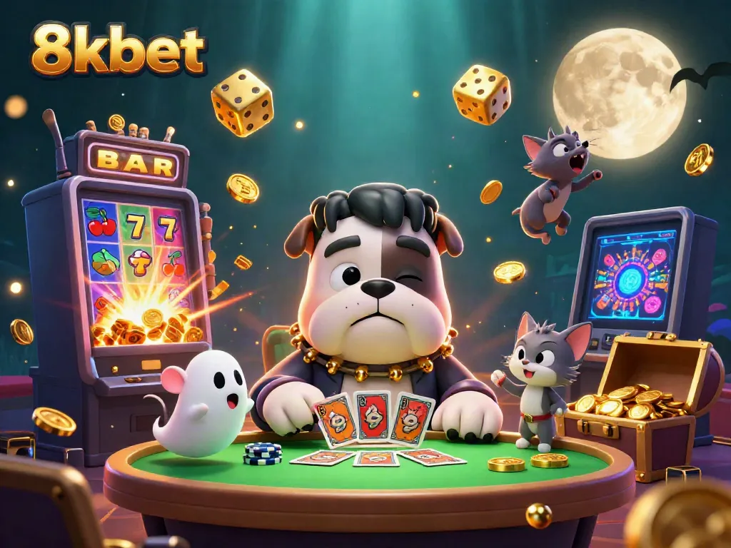 Experience thrilling gaming action with the 8kbet carnival-themed casino where monsters deal cards.