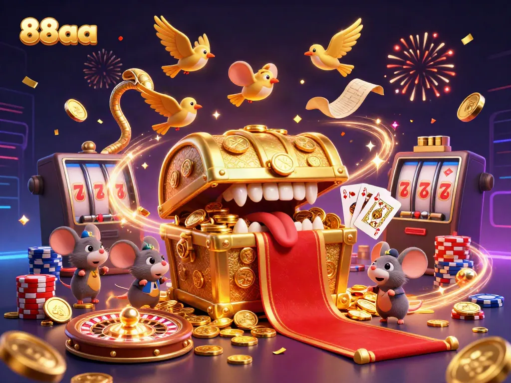 Experience thrilling wins at 88aa with a vibrant 3D casino scene full of energy and excitement.