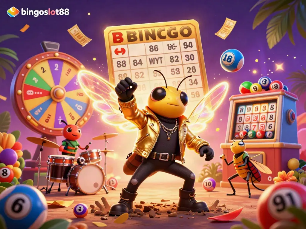 Menangkan hadiah bingo di bingoslot88 dengan latar hiburan yang penuh warna dan karakter menarik.