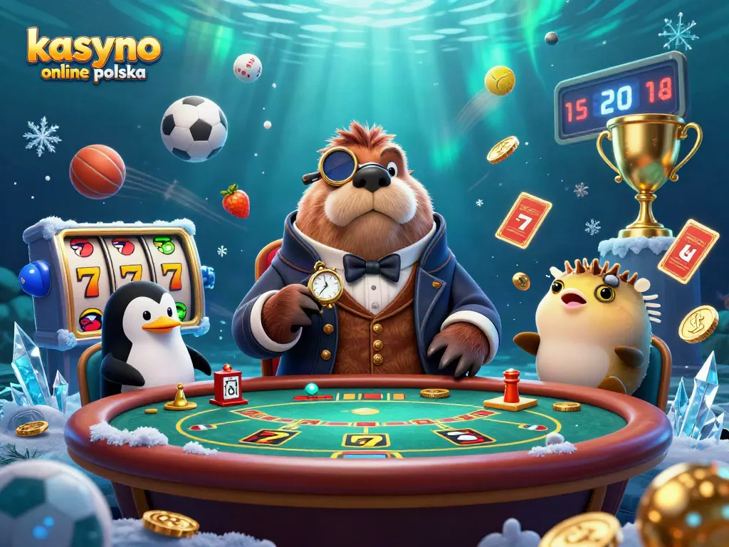 Engage with kasyno online polska in a vibrant underwater poker scene featuring unique animal characters.
