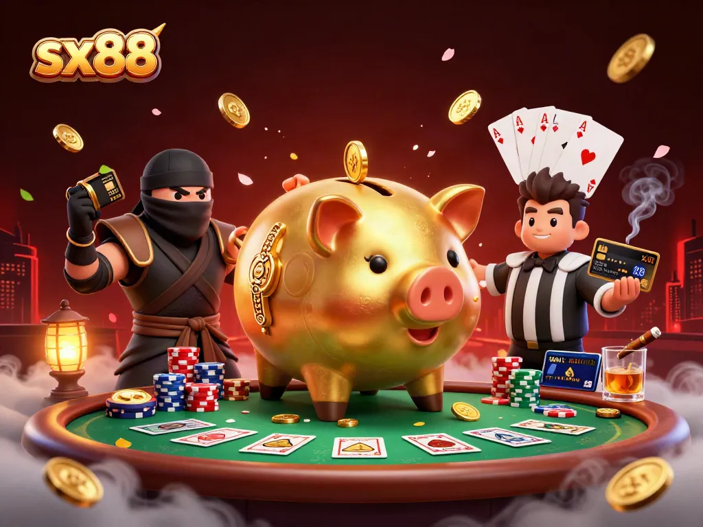 Engage with sx88 in this vibrant casino scene featuring dynamic characters and rich décor.