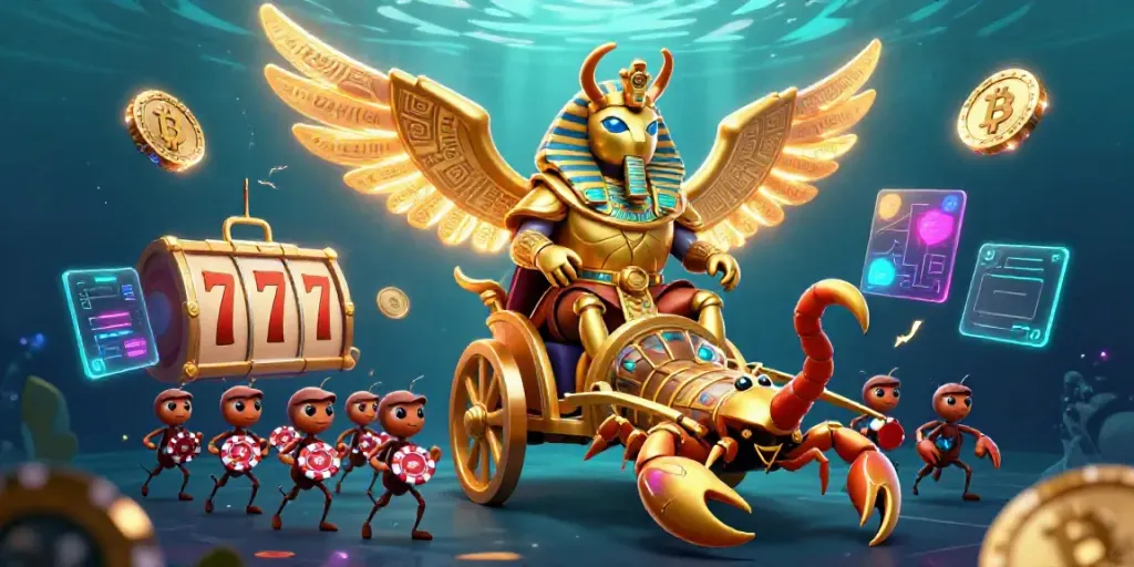 Experience XX88's colossal gaming spectacle with vibrant slot reels, mystical characters, and crypto coins!
