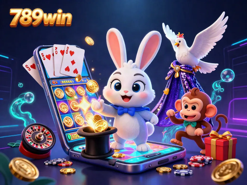 Win big with 789win in a dynamic casino scene showcasing fun gaming elements!