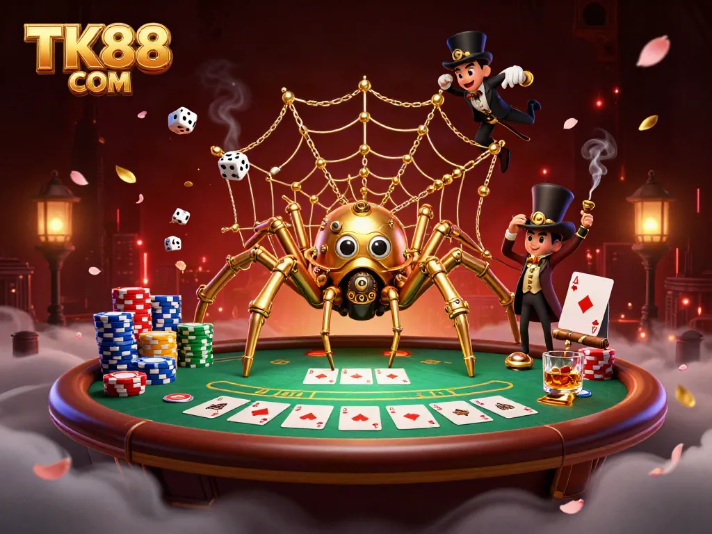 Catch exciting gaming moments at TK88 COM featuring a whimsical steampunk casino scene.