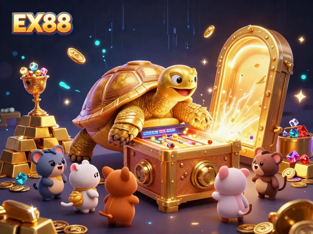 Enjoy thrilling gameplay at EX88 with a vibrant illustration of exciting casino elements and interactions.