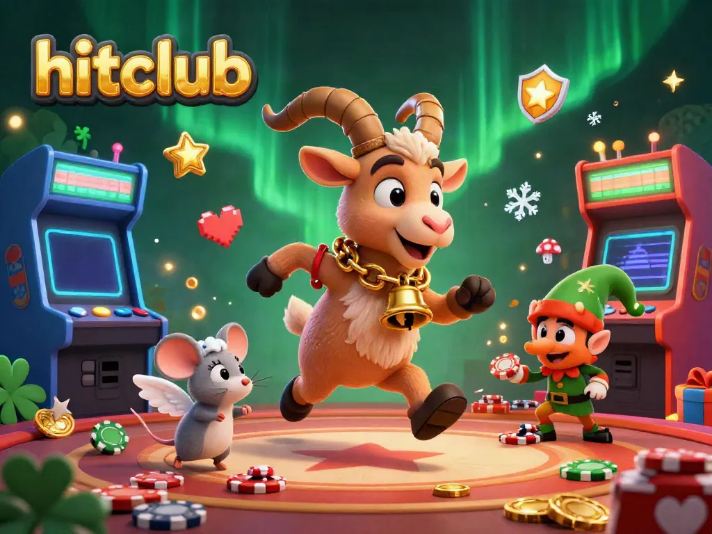 Win big at hitclub with this festive casino scene featuring Krampus, an angel mouse, and mischievous gremlins.