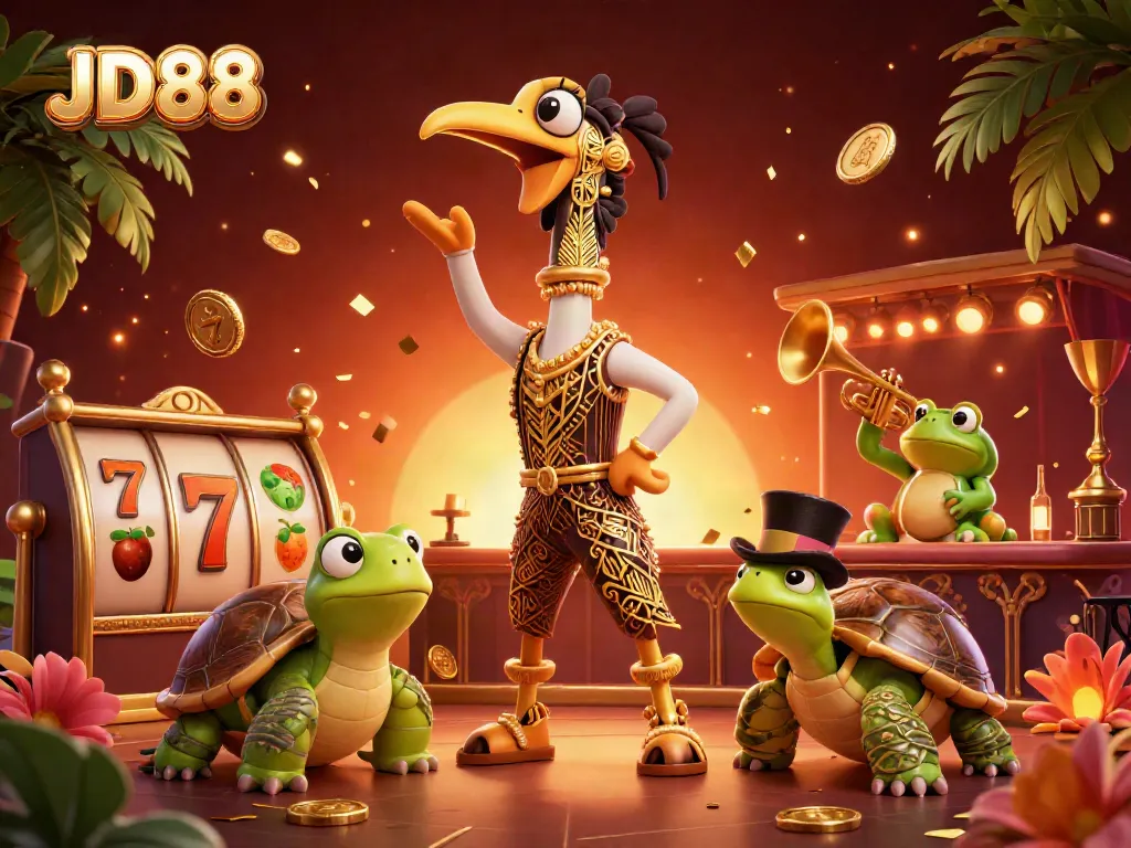Experience the thrilling world of JD88 slots with vibrant characters and dazzling casino elements.