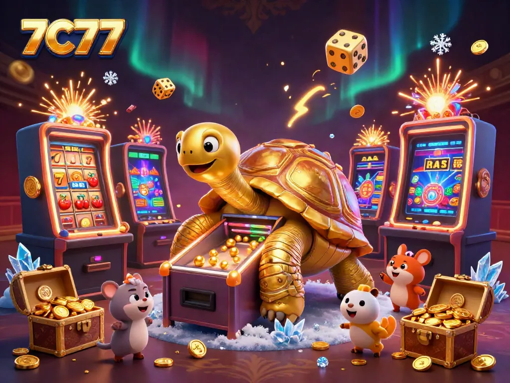 Experience thrilling chances with 7C77 in a vibrant casino scene bursting with excitement.