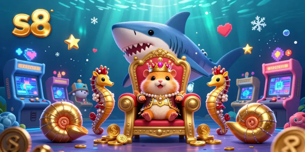 Experience thrilling gameplay with the vibrant s8 casino featuring a golden hamster king and underwater gaming elements.