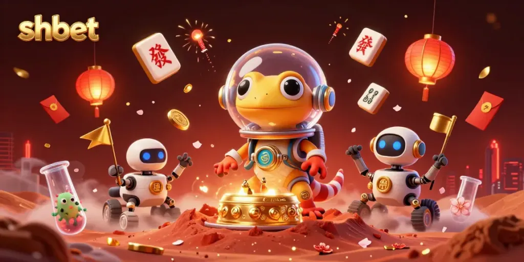 Engage with shbet at a Martian casino adventure featuring intriguing 3D characters and elements.
