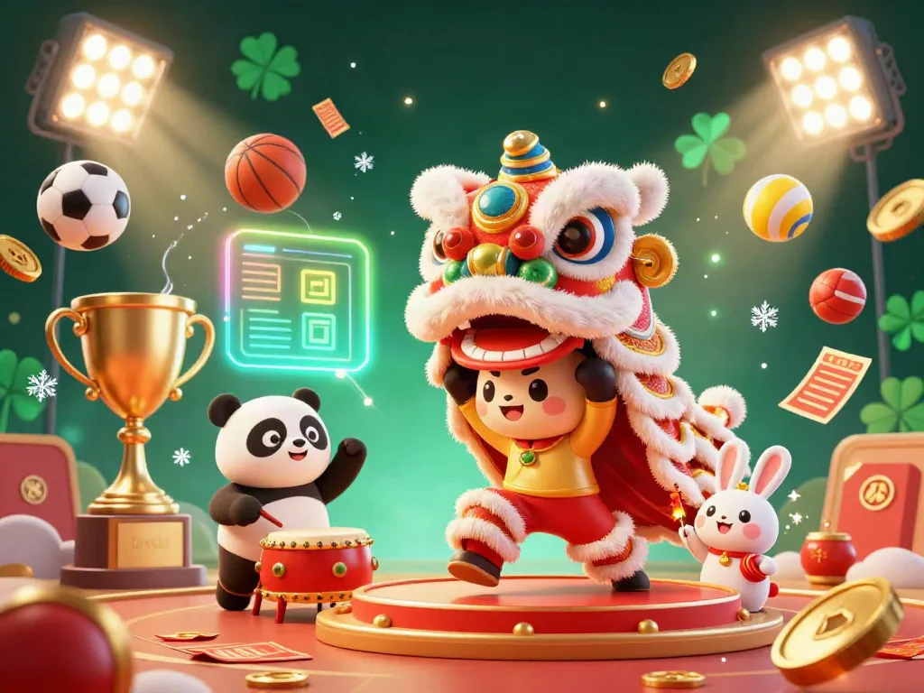 Experience the excitement of tx88 with festive gaming elements and vibrant characters in this elaborate digital illustration.