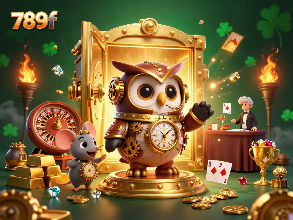 Immerse in the thrilling casino experience with 789f, as a time-traveler owl and mouse reveal exciting live betting adventures.