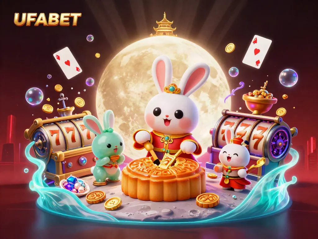 Experience the thrill of UFABET with a dynamic lunar scene showcasing engaging casino elements.