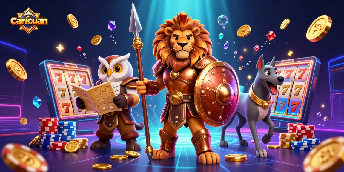 Permainan slot terbaik di caricuan, dengan singa perang dalam armor lengkap, koin emas bertebaran.