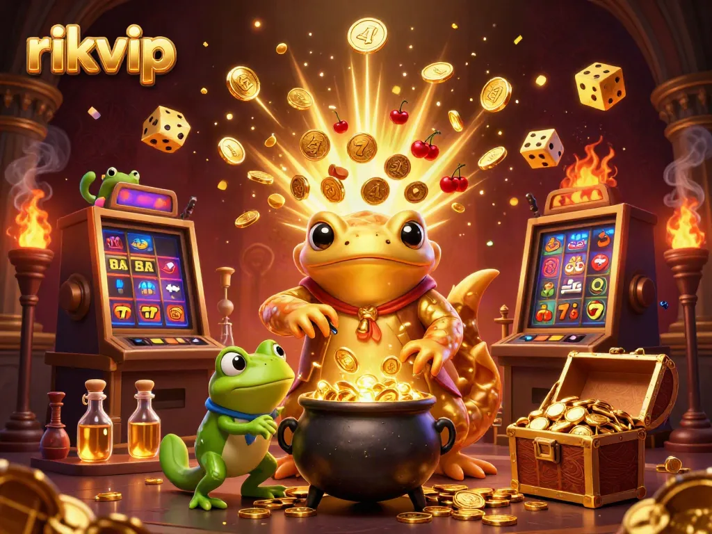 Experience the thrill of rikvip with a cartoon gold alchemist and exciting casino elements.