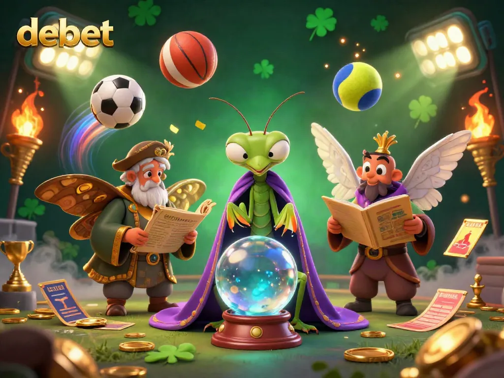 Engage in betting adventures with the debet platform, featuring vibrant casino characters in a festive scene.
